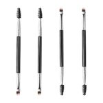 Dual Eyebrow Eyeliner Brush, 4 Pcs Eyebrow Brush Duo Eyebrow Spoolie, Professional Angled Eye Brow Brush Perfect for Filling and Shaping Brows