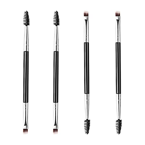 Dual Eyebrow Eyeliner Brush, 4 Pcs Eyebrow Brush Duo Eyebrow Spoolie, Professional Angled Eye Brow Brush Perfect for Filling and Shaping Brows