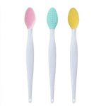 3pcs Soft Silicone Exfoliating Lip Brush Tool Double-sided Lip Brush Cleaning Lip Brush Face Cleaning Applicator for Plump Smoother and Fuller Li