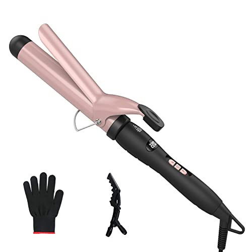 Pretfy Automatic Hair Curler, 1.25" Curling Tongs, 32mm Curling Iron Wand of Ceramic Tourmaline LCD Display 60-220 Adjustable Temper, 30s Quick H