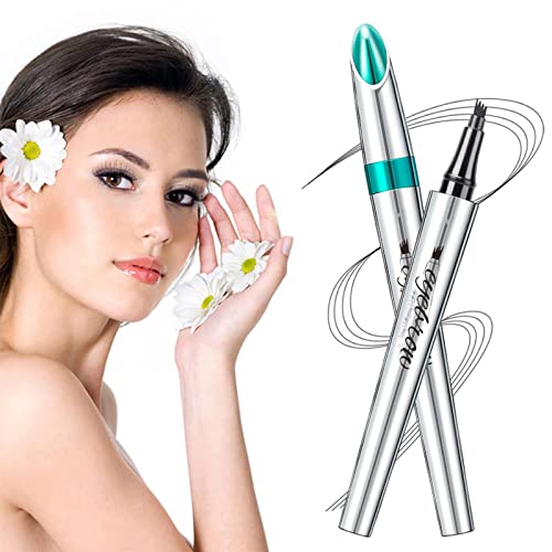 Eyebrow Pencil - Waterproof Tattoo Brow Pen With Fork Tip Long-Lasting Brow Tint For Makeup Rapid Natural Brow Beginners (DARK BROWN)