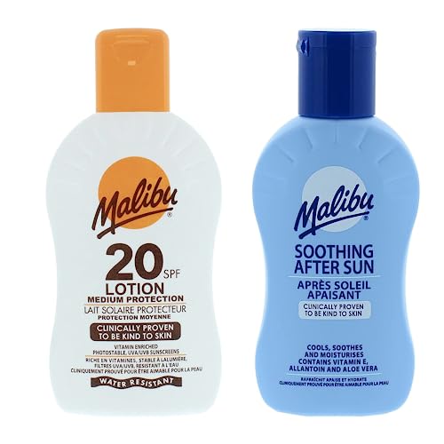 Malibu Sun SPF 20 Lotion 200ml and Malibu After Sun Soothing Moisturising Lotion 400ml - bundle