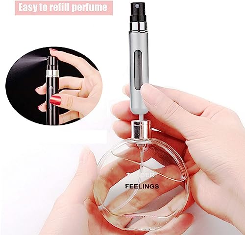 Perfume Atomizer Refillable, 8 ml Refillable Atomiser Perfume Spray Bottle Mini Underfill Empty Travel Bottle Clear Visual Container Bottle Set o