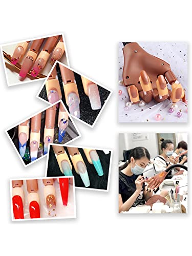 Deciniee Practice Hand for Acrylic Nails,300 Pcs Nail Tips Flexible Training Hand Professional Nail Art Hand Tools Adjustable False Finger Nails
