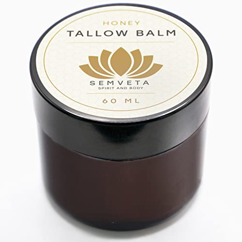 Honey Tallow Balm - 100% Grass Fed Moisturizing Tallow Balm For Sensitive Skin - Tallow Face Cream - Skincare, Tallow Butter, Honey - Tallow Balm