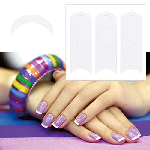 Lanjue 25Sheets/1200PCS French Manicure Nail Sticker,Self-Adhesive Half-Moon Shaped Manicure Stickers