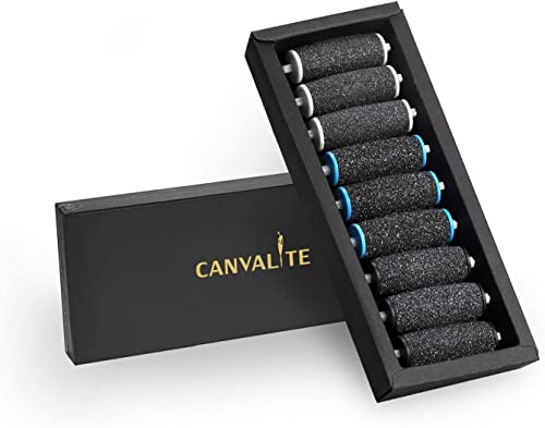 Canvalite 9Pcs Pedi Replacement Rollers, 3 Coarse Levels Includes Extra Rough Hard, Medium Hard and Gentle Hard Skin Remover for Hard Skin Remove