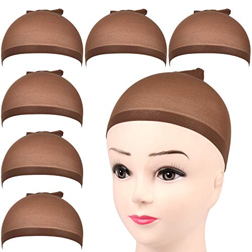 FANDAMEI 6 Pcs Black Nylon Stocking Caps - Elastic Stretchy Nylon Stocking Wig Cap for Women, Unisex Nylon Stretch Wig Cap with Close End for Men