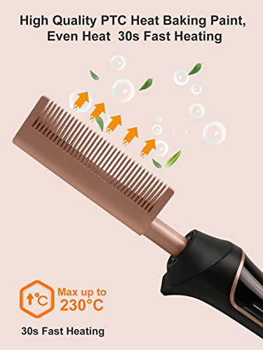 Hot Comb for Wigs, Afro Hair,230℃ Electric Heat Pressing Comb,Hot Comb Straightener,80-230℃ Adjustable Temperature, LCD Display with Anti-Scald H