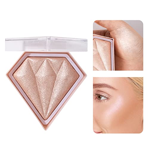 Blushers For Cheeks Make Up, Highlighter Blush Shimmer Blusher, 3D Diamond Long Lasting Contour Palette Brighten Skin Blendable & Buildable Bronz