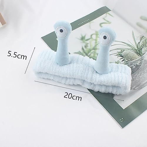 Bohue 3Pcs Spa Headband Snail Spa Hair Band Creative Plush Headband Hair Styling Accessories Cute Elastic Headband for Washing Face Skincare Show