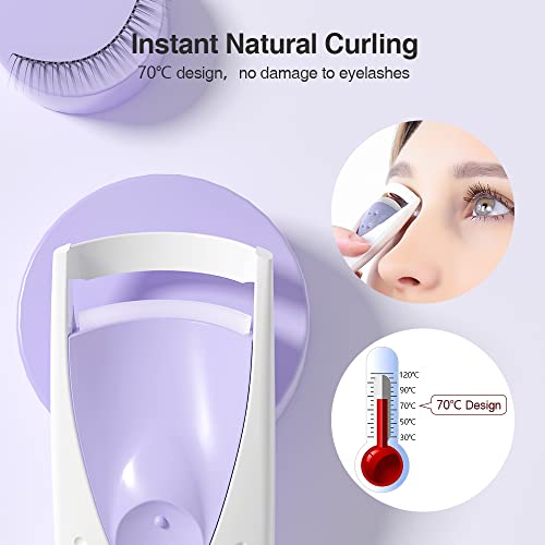 TOUCHBeauty Electric Eyelash Curler, Heated Eyelash Curler with Smart Silicone Heating Pads AG-2003B (Purple)