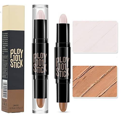 Highlight Contour Stick - 2 in 1 Makeup Shading Stick/Concealer Stick/Concealer Shadow Pen/Contour Concealer Highlighter Stick/Double Head Body F