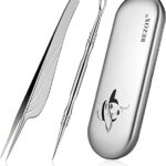 BEZOX Blackhead Remover Tools ALL Stainless Steel – Set of Blackhead Tweezers and Ance Needle with Comedone Extractor, High Temperature Disinfect