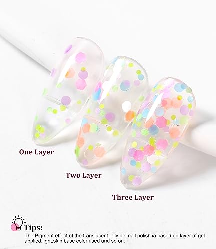 DouborQ Glitter nail polish Multicolor Translucent Long-lasting Sequins Nail Art Varnish