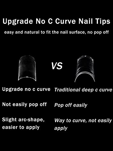 500Pcs XXL Extra Long Nail Tips, No C Curve Clear Square False Nails Professional Set,10 Sizes Ballerina Shaped Straight Fake Nails,Half Cover Pr