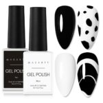 Makartt Black White Nail Gel Polish Kit, 2 Pcs Black White Colors Gel Polish Noir & Blanc Set Soak Off LED Nail Gel Polish Nail Art Manicure Salo
