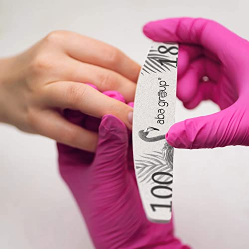 Aba Group 10-Pack Professional Nail Files Flaming Half Moon. Crescent 100/180 Standard, Disposable, Individually Packed, Safety Pack, File Set, M