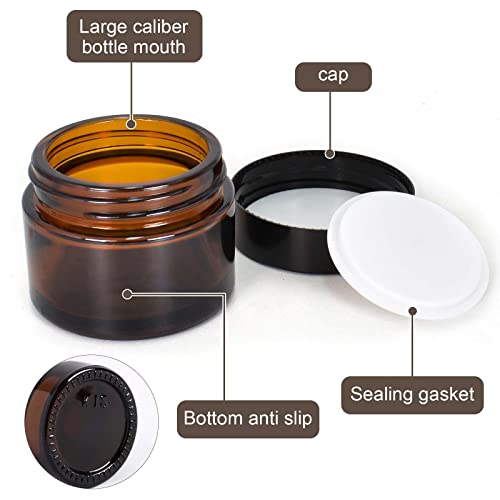 Amber Glass Empty Jar 6 Pack Jars Cream Jars 30ml Brown Glass Jars Empty Refillable Jars Brown Ointment Jars for Women Girls Cosmetics Creams Lot