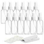 Fine Mist Clear Spray Bottles Refillable & Reusable Empty Plastic Travel Bottle for Essential Oils, Travel, Perfumes (30ml-12pcs, Clear)