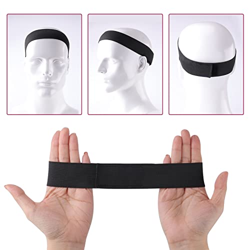 SAVITA 2pcs Elastic Bands for Wigs Edges, Black Elastic Band for Wigs Elastic Band for Lace Wig Elastic Wig Strap Lace Wig Grip Band with 2pcs Wi