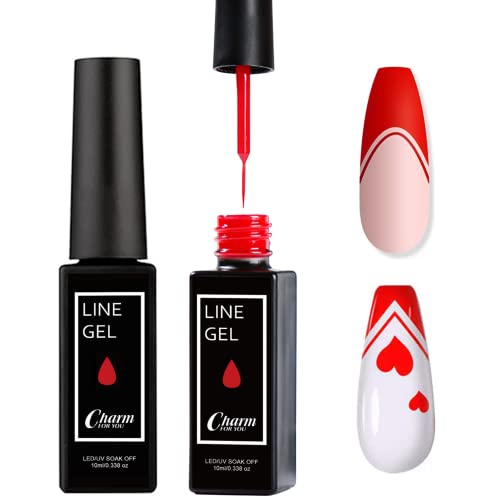 Gel Nail Polish Liner White Nail Gel Polish 10ml Nail Liner Painted Gel Polish Thin Brush For French Tip Manicure Nail Art Soak Off UV/LED for Pa