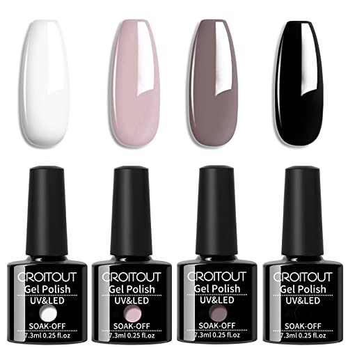 Croitout UV Gel Nail Polish Set, Shellac Nail Gel Polish Colours Set, Sock Off Gel Nail Polishes Set, Polish Gel Nail Kit for Home DIY Manicure N