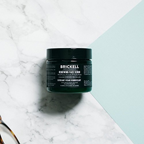Brickell Men's Renewing Face Scrub for Men, Natural and Organic Deep Exfoliating Facial Scrub Formulated with Jojoba Beads, Coffee Extract and Pu