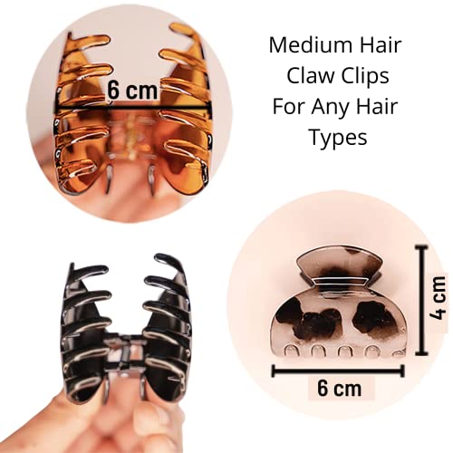 SNS Hair Claw Clips 3 Pcs Medium Size Multicolour Barrettes Jaw Clips for Fine Long Thick Hair Strong Hold Non-Slip Tortoise Shell Pattern Acryli