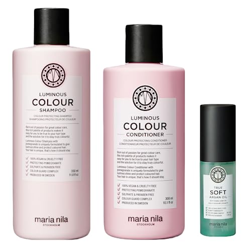 Maria Nila Luminous Colour, Shampoo 350 ml, Reduces Colour Loss from Washing, Pomegranate Counteracts Dehydration, 100% Vegan & Sulfate/Paraben f