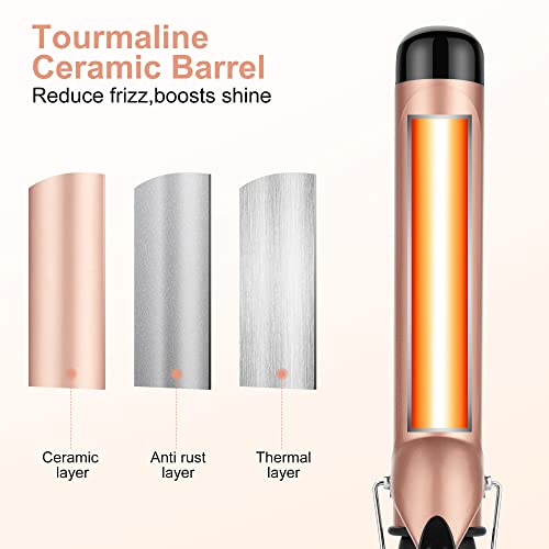 Curling Tongs 38mm Large Barrel Curling Wand Big Curls for Long & Medium Length Hair Curler Styling Thick Wide Curling Iron with Clip 140°C-230°C