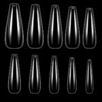 Makartt False Nails, 500pcs Nail Tips Long Coffin Press on Nails Natural Full Cover Acrylic Nails Round False Nail Tips 10 Sizes Fake Nails for N