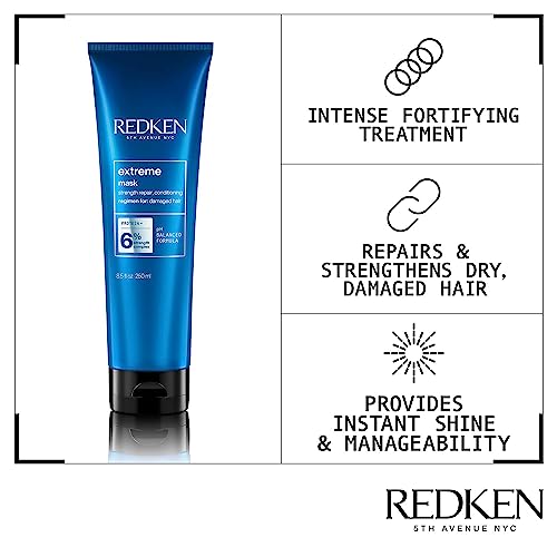 REDKEN Hair Mask Treatment, Fortifies & Strengthens Distressed Hair, Extreme, 250 ml