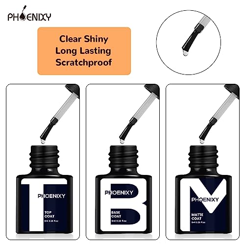 Gel Nail Polish Set Starter Kit, Phoenixy Gel Nail Kit with Poly Nail Gel Kit with 36W U V Lamp, Shellac Nail Kit Soak Off Gel Nail Polish Kit Co