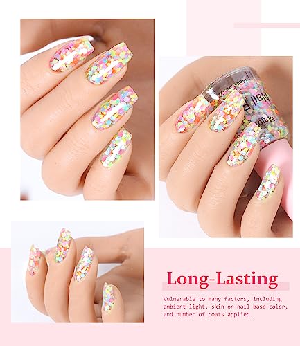 DouborQ Glitter nail polish Multicolor Translucent Long-lasting Sequins Nail Art Varnish