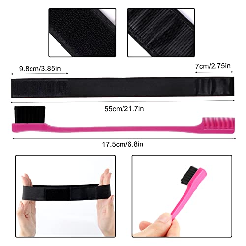 SAVITA 2pcs Elastic Bands for Wigs Edges, Black Elastic Band for Wigs Elastic Band for Lace Wig Elastic Wig Strap Lace Wig Grip Band with 2pcs Wi