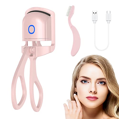 BomnKa Heated Eyelash Curler, Eyelash Curler with Comb Long Lasting Quick Natural Curl USB Rechargeable Electric Eyelash Curler with 2 Heating Mo