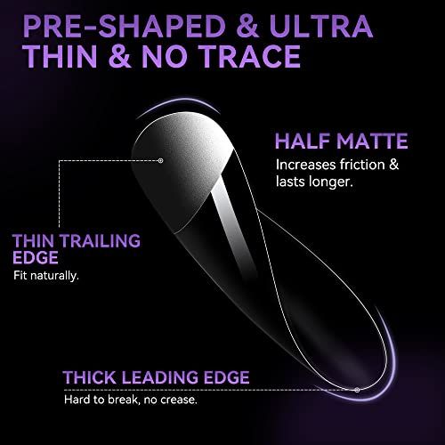 Gelike ec Mini Short Almond Nail Tips - Soft Gel Nail Tips Almond Shaped Full Cover Gel X Nails Pre Etched for Extensions,PMMA Resin Clear Strong