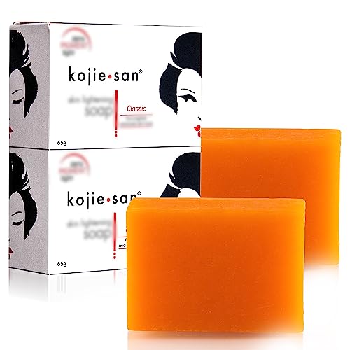 Kojie San Skin Lightening Kojic Acid Soap 3 Bars - 100g Fades Age Spots, Freckles, and Other Signs of Sun Damage and Heals Acne Blemishes and Era