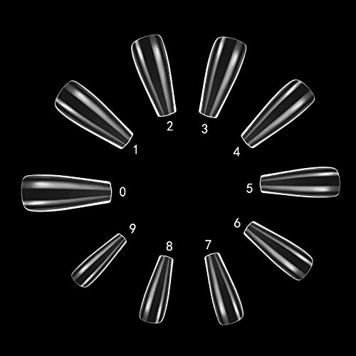 Ballerina Nails Long False Nails Coffin Fake Nails Full Cover Length 100 Pieces Artificial Fingernails Tip with Case for Nail Salons and DIY Nail