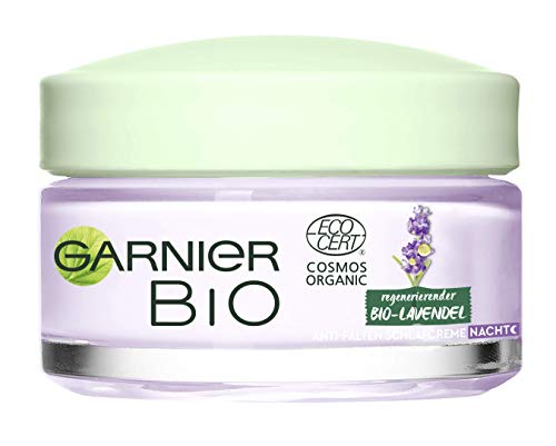 Garnier Night Cream, Regenerating Organic Lavender, with Lavender and Jojoba Oil for Sensitive Skin, with Organic Ingredients, Natural Cosmetic,