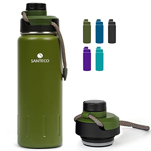 SANTECO Stainless Steel Insulated Drinking Bottle 710 ml I Leak-Proof Vacuum Flask I BPA-Free with Screw Cap Insulated Bottle for Sports, Running