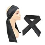 Satin Edge Scarf Women's Fashion Headbands Soft Satin Edge Laying Scarf for Lace Front Wig Fixing Makeup Sports Yoga Facial (1 Piece,Black)