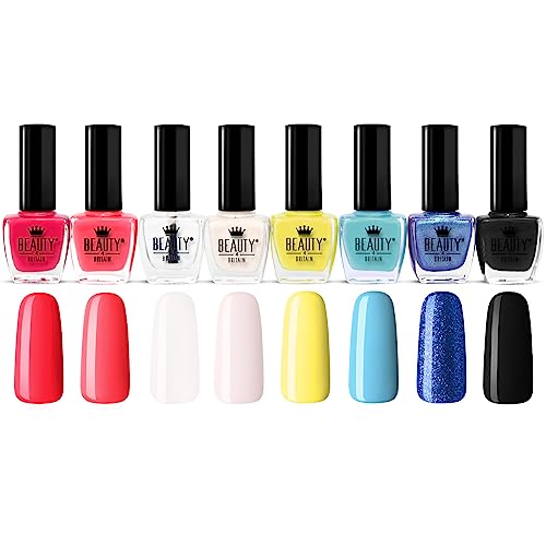 Beauty4Britain 24 x Nail Polish Varnish Set 24 Different Classic Glitter Pearl Colours EU Made