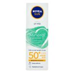 NIVEA SUN Mineral UV Face Cream FP50+ 50ml, Vegan and Biodegradable Face Sunscreen, Face Cream with 100% Mineral Original Filters, Organic Aloe V