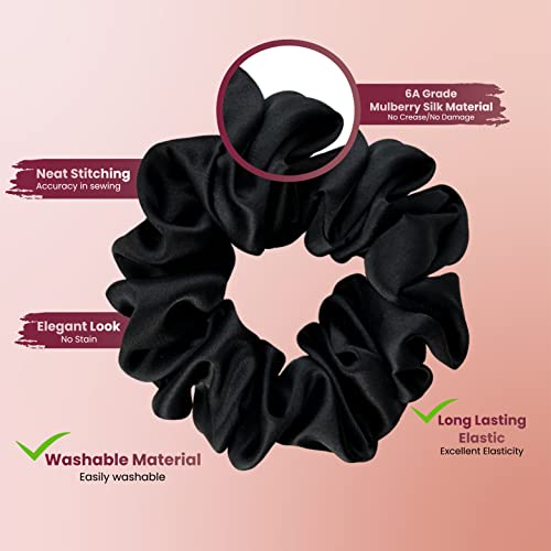 Dutch Orbitz Silk Scrunchies For Hair - 100% Mulberry Silk Hair Ties For Curly Hair - Silk Hair Scrunchies Prevent Hair Breakage - Soft, Stretchy