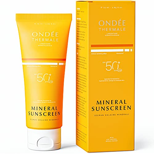 Ondée Thermale 50.0 SPF, Natural Mineral Sunscreen Oil - 5X SAFER with Photostable Tinosorb M + 5 Antioxidants - Protects from UVA-1, UVA-2 & UVB