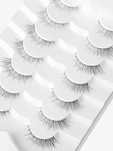Gmagictobo Lashes Natural Short False Eyelashes Wispy Lashes Pack Light Volume Clear Band Soft Fake Eye lashes 7 Pairs Multipack