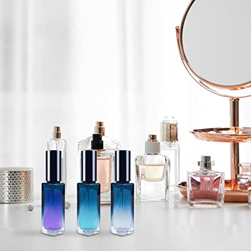 BOOHO 3Pcs Empty Glass Perfume Atomiser, Clear Glass Atomiser Spray Bottles, Refillable Spray Perfume Bottles Fine Mist Cosmetic Container for Tr