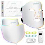 Nourished LED Mask for Face, Neck, Decollete, 7 Colors Light Therapy Skin Care Device, Blue, Green, Red Beauty Treatment for Rejuvenation, Anti-a